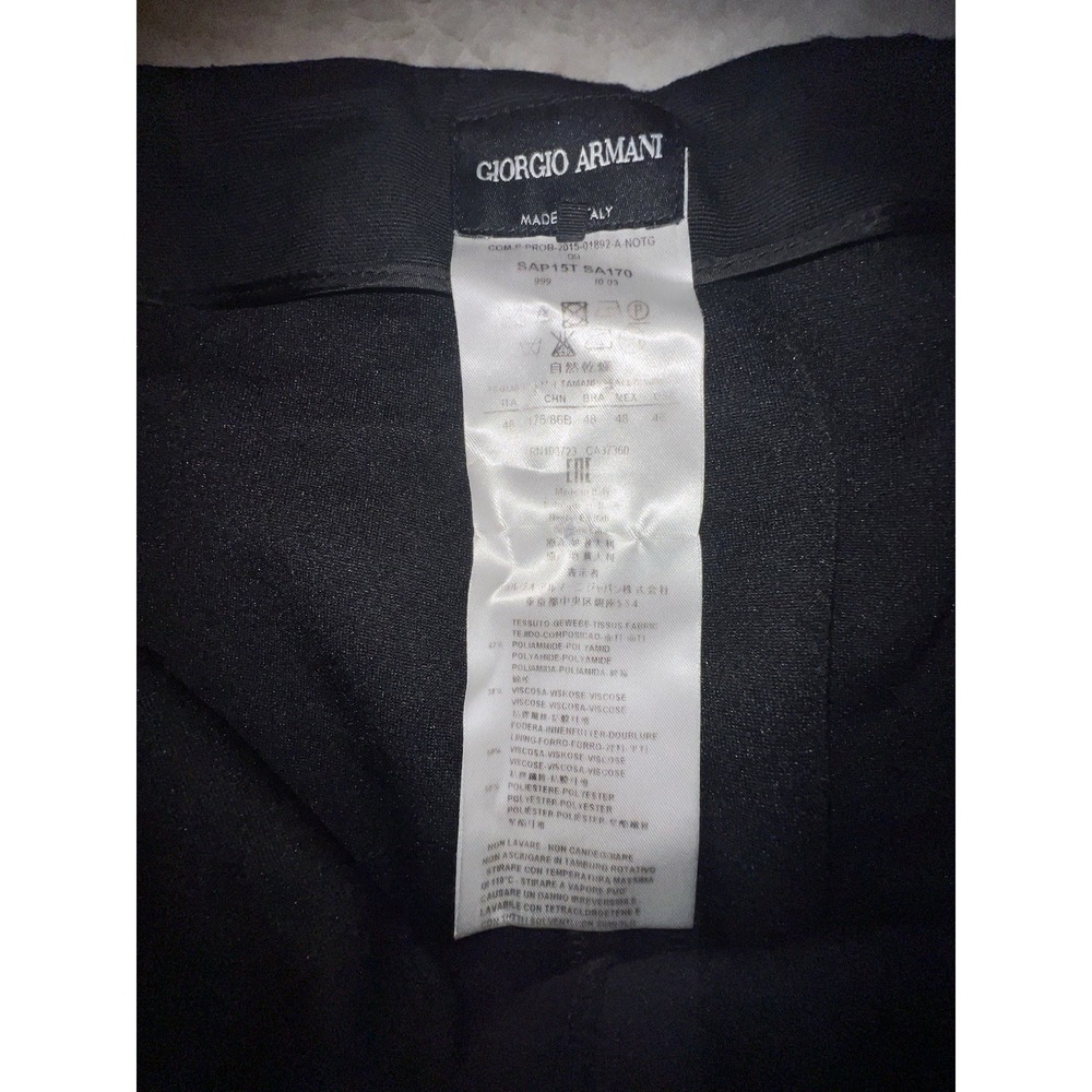Giorgio Armani Black Dress Pants Trousers 10 US 46 IT M Zip Stretch - Picture 3 of 5